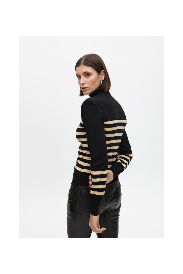Jersey de rayas negro y crudo con botones – Lola Casademunt