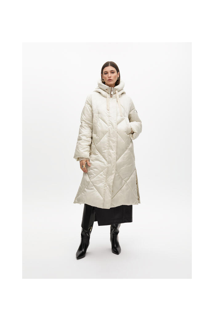 Anorak de plumas con capucha piedra beige – Lola Casademunt