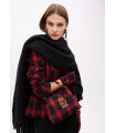 Bolsito tejido cuadros con parche escudo rojo-negro – Lola Casademunt