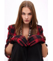 Guantes combinados tartán y leopardo rojo-negro – Lola Casademunt