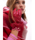 Guantes efecto piel con lazo rojo-rosa – Lola Casademunt