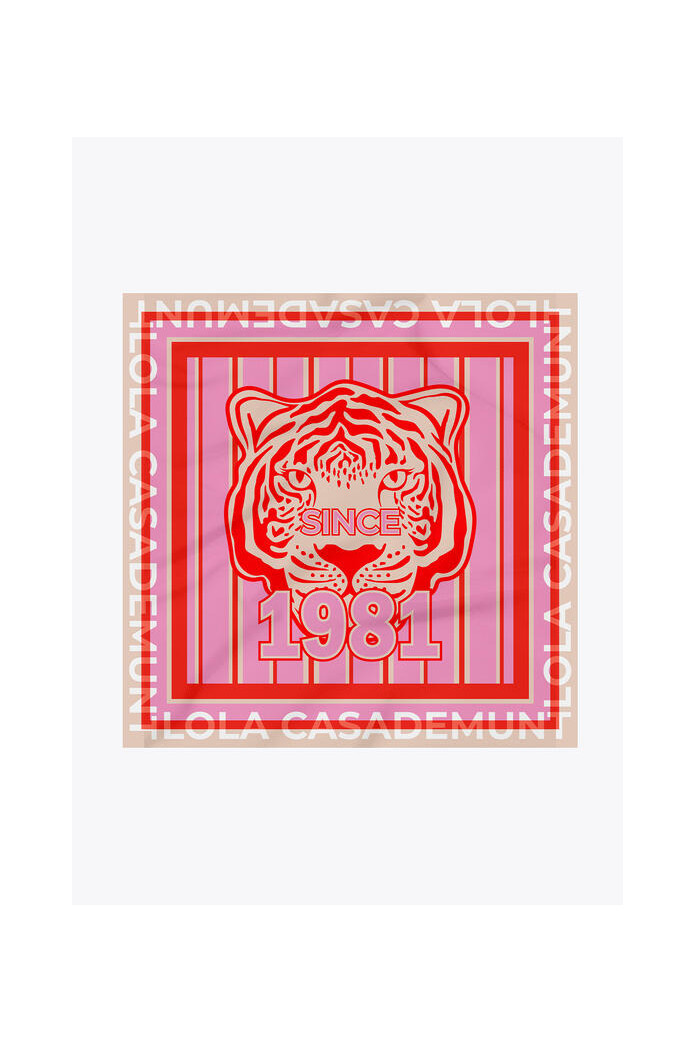 Pañuelo estampado cara de tigre rosa-rojo – Lola Casademunt
