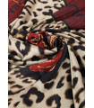 Pañuelo animal print y tartán rojo-negro – Lola Casademunt