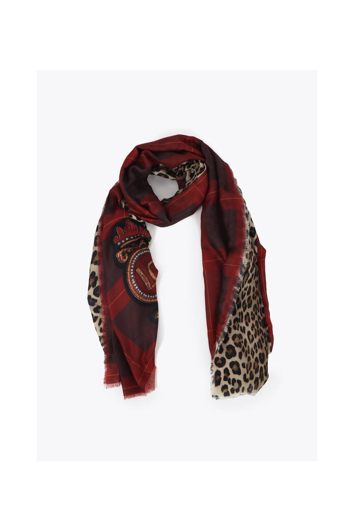 Fular animal print rojo y marrón – Lola Casademunt