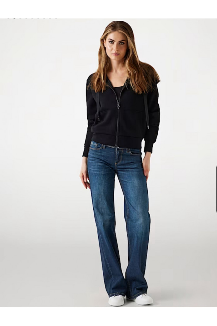 Sudadera de neopreno con capucha y cremallera en negro – Guess