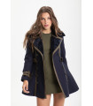 Abrigo de paño combinado azul y verde Highly Preppy – Estilo sofisticado