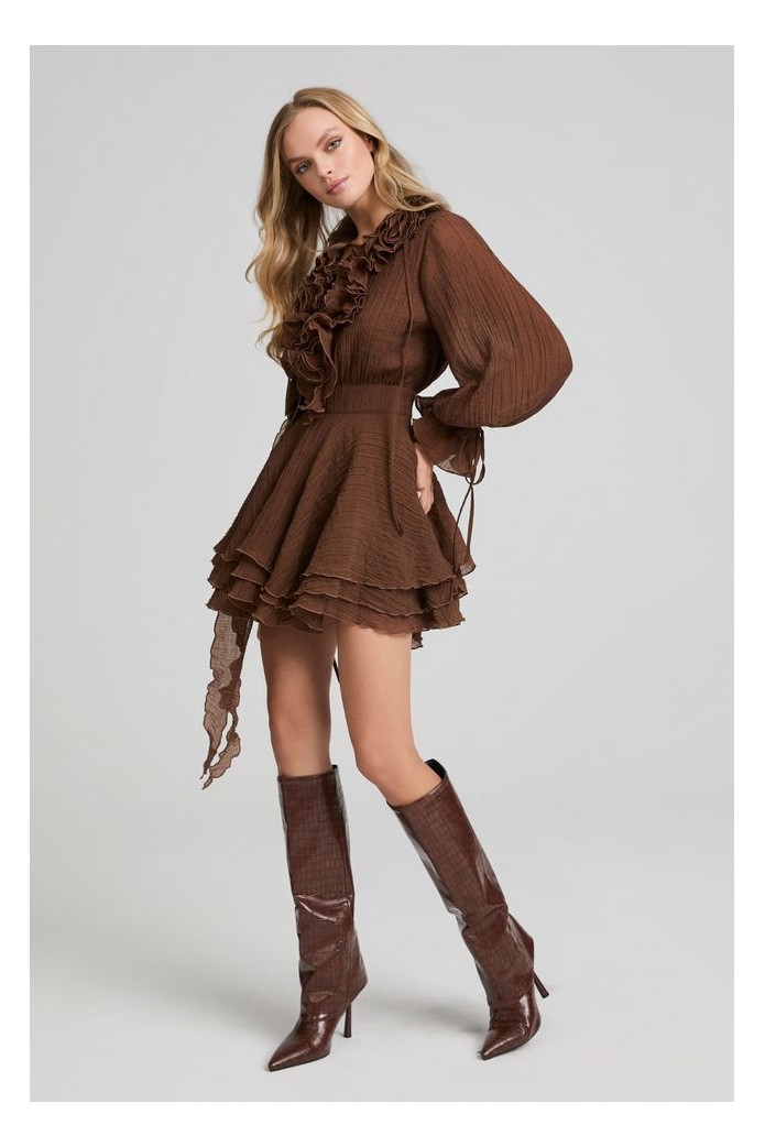Moka Mousse Dress Fetiche Suances – Vestido boho chic en tono moka