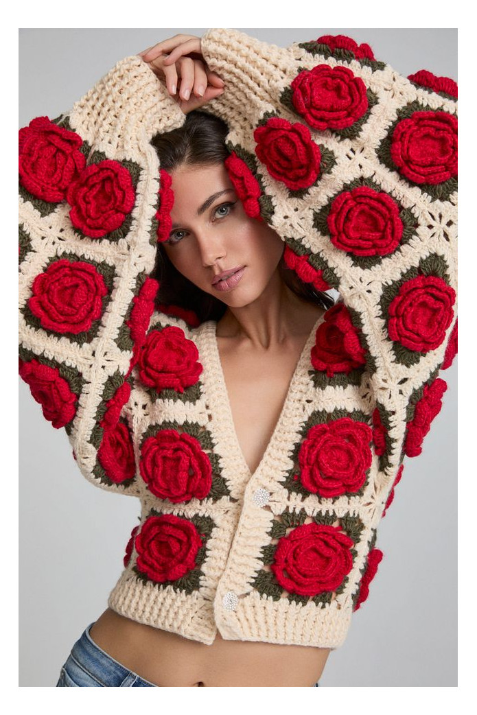 Red Roses Cardigan Fetiche Suances – Cárdigan romántico boho chic