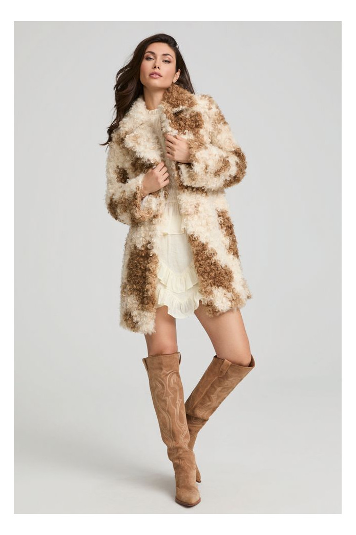 Golden Ballet Coat Fetiche Suances – Abrigo de pelo boho chic
