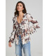 Guapa Cow Blouse Fetiche Suances – Blusa estampada boho chic con volantes