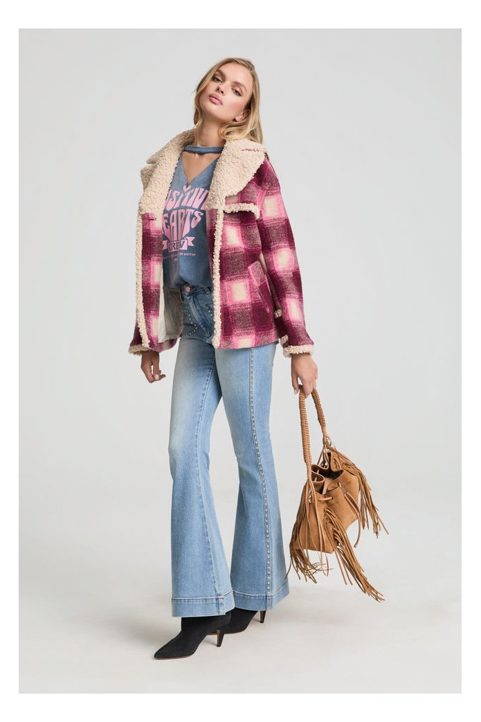 Colorado Coat Fetiche Suances – Abrigo de cuadros con borreguito boho chic