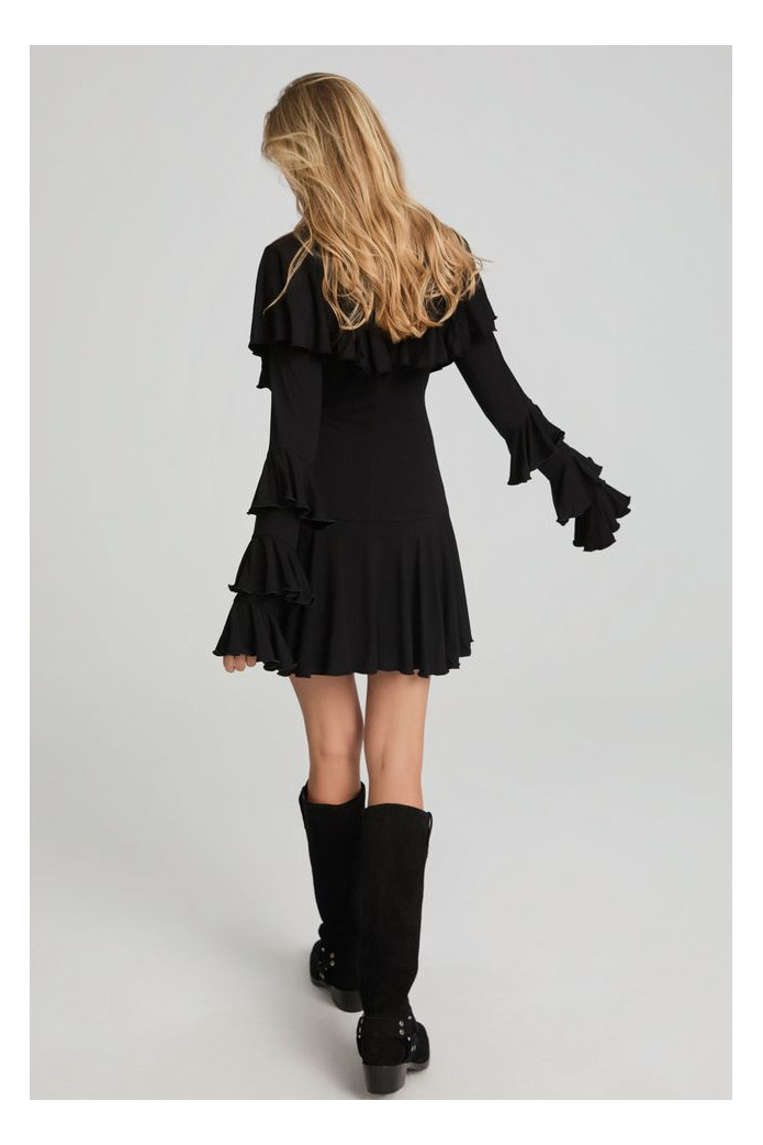 Nara Dress Fetiche Suances – Vestido corto negro elegante y boho chic