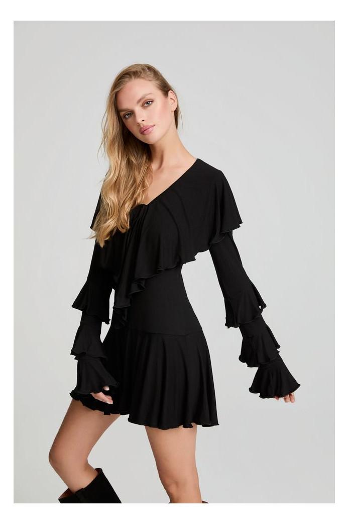 Nara Dress Fetiche Suances – Vestido corto negro elegante y boho chic