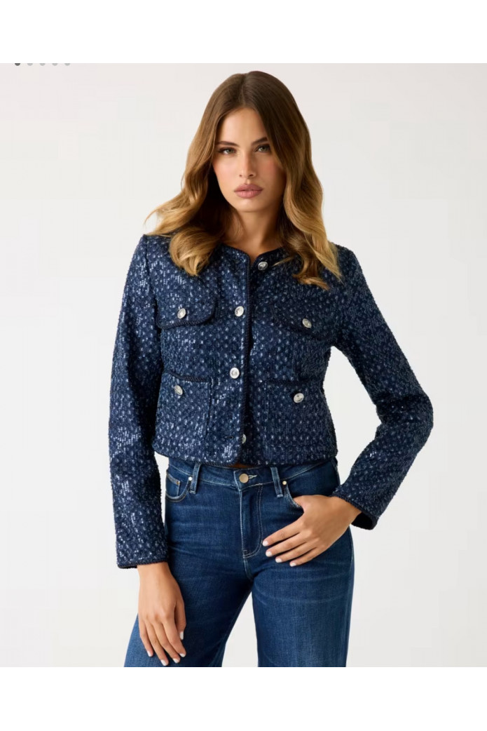 Chaqueta vaquera con lentejuelas – Estilo denim brillante y sofisticado