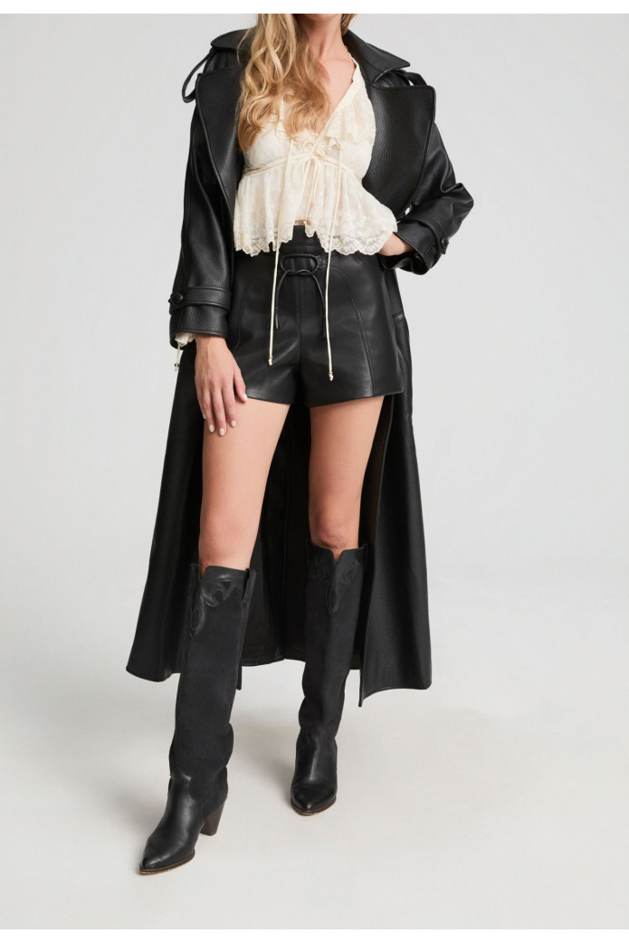Oliva Black Short Fetiche Suances – Pantalón corto negro de piel