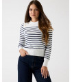 Jersey a rayas blanco de mezcla de lana Guess – Estilo marino y elegancia casual