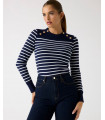 Jersey a rayas de mezcla de lana azul marino Guess – Elegancia y estilo marinero