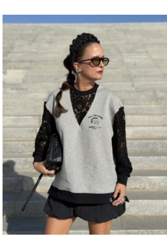 Sudadera Over Lace Rebel de Noc Atelier – Estilo urbano con encaje y personalidad