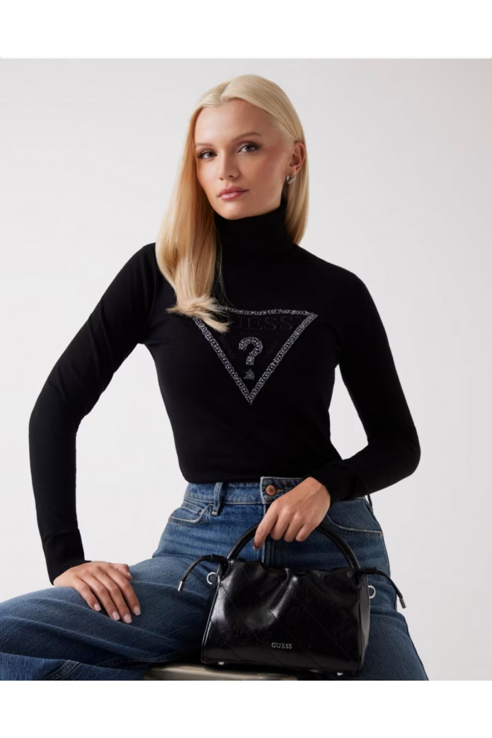 Jersey de cuello alto con logotipo triángulo Guess – Elegancia y estilo atemporal