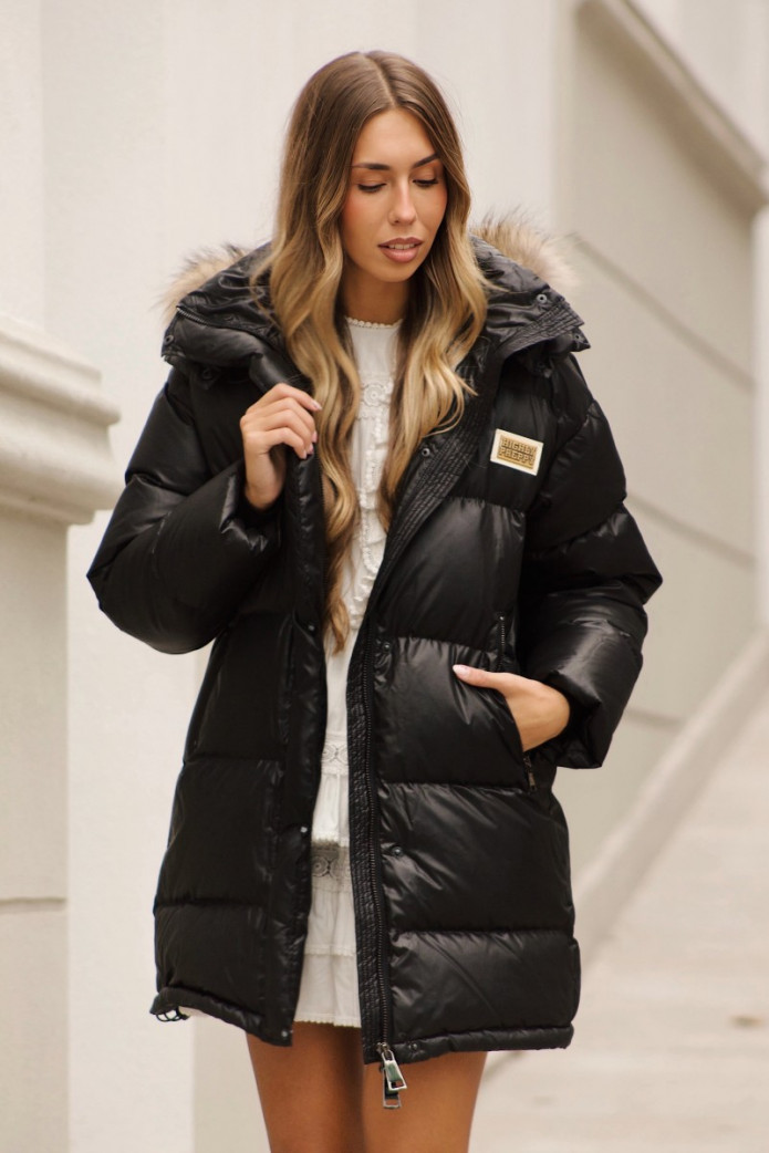 Plumas largo oversize negro – Abrigo acolchado mujer FriendsnShop