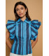 Balear Top Minueto – Blusa Azul Rayas con Volantes | FriendsnShop