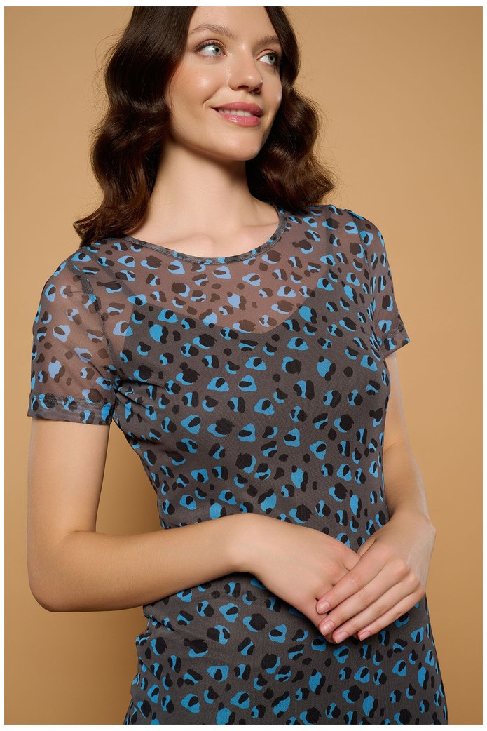 Genetta Dress Minueto – Vestido Animal Print Azul | FriendsnShop