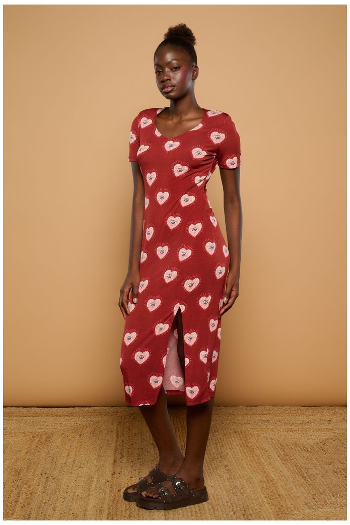 Xucla Dress Minueto – Vestido Midi Rojo Corazones | FriendsnShop