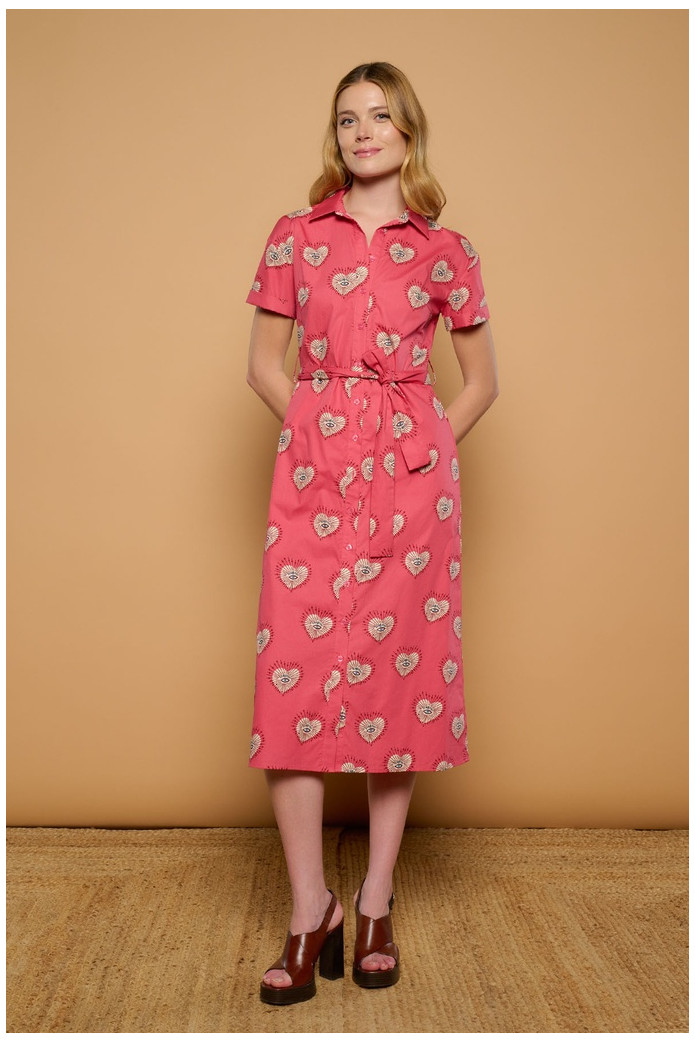 Virot Dress Minueto – Vestido Midi Rosa con Corazones | FriendsnShop