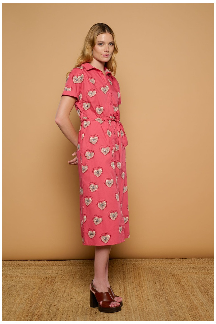 Virot Dress Minueto – Vestido Midi Rosa con Corazones | FriendsnShop