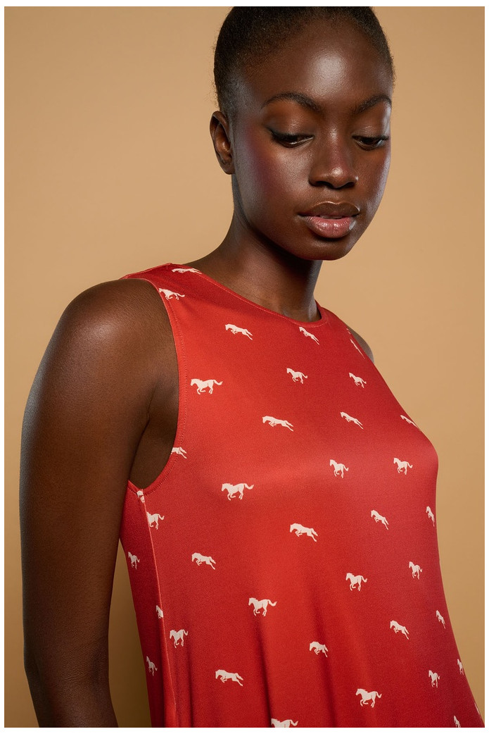 Cabal Dress Minueto – Vestido Largo Rojo Estampado | FriendsnShop