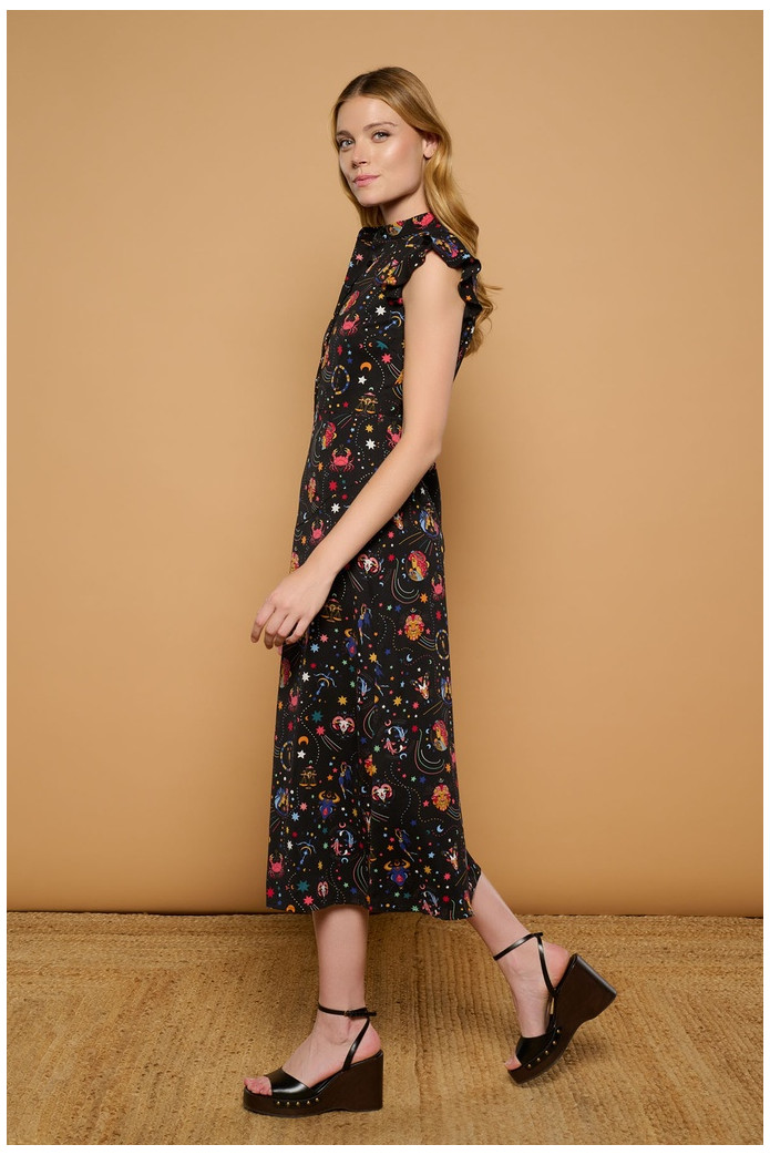 zodiac Dress Minueto – Vestido Midi Negro Estampado Mujer | FriendsnShop