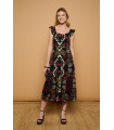 Catxuli Dress Minueto – Vestido Midi Negro Estampado Floral | FriendsnShop