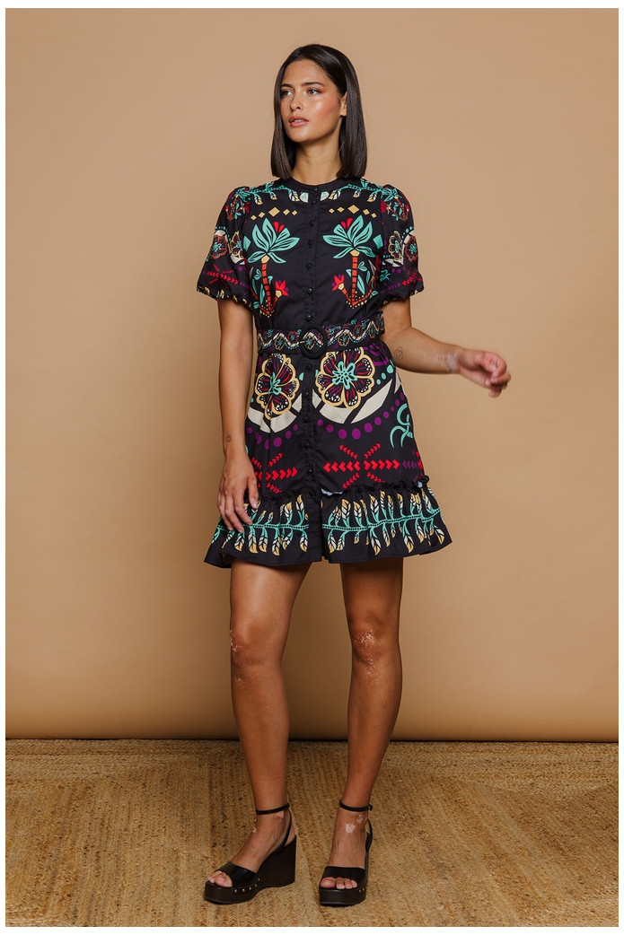 Boho Dress Minueto – Vestido Corto Negro Estampado Mujer | FriendsnShop
