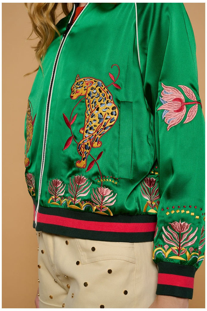 Jaguar Jacket Minueto – Chaqueta Bomber Verde Bordada Mujer | FriendsnShop