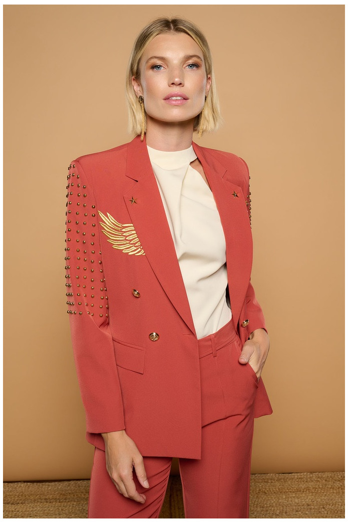 Teja Jacket Minueto – Blazer Roja Bordada Mujer | FriendsnShop