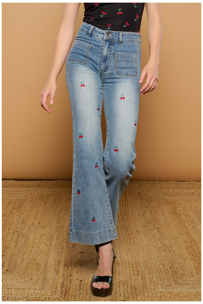 Cherry Jeans Minueto – Vaqueros Bordados Cereza Mujer | FriendsnShop