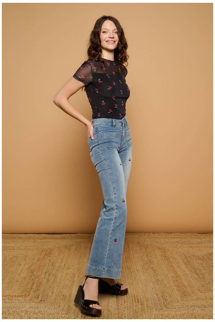 Cherry Jeans Minueto – Vaqueros Bordados Cereza Mujer | FriendsnShop