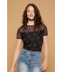 Cherry Top Minueto – Top Negro Transparente Estampado Cerezas | FriendsnShop