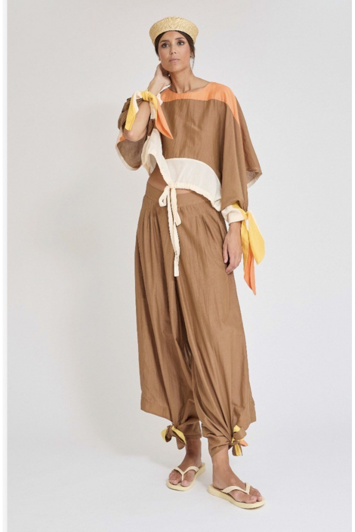 Pantalón Urola Zaitegui – Pantalón Baggy Seda y Algodón Marrón SS26