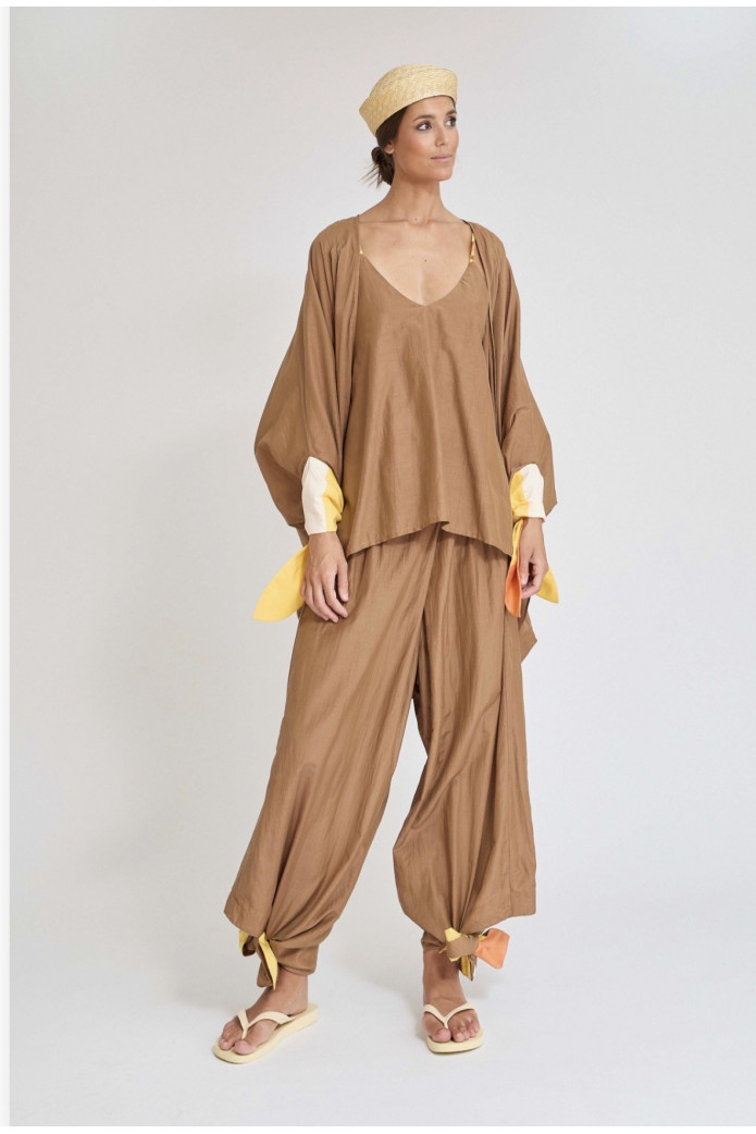 Chaqueta Deba Zaitegui – Chaqueta Seda y Algodón Marrón SS26