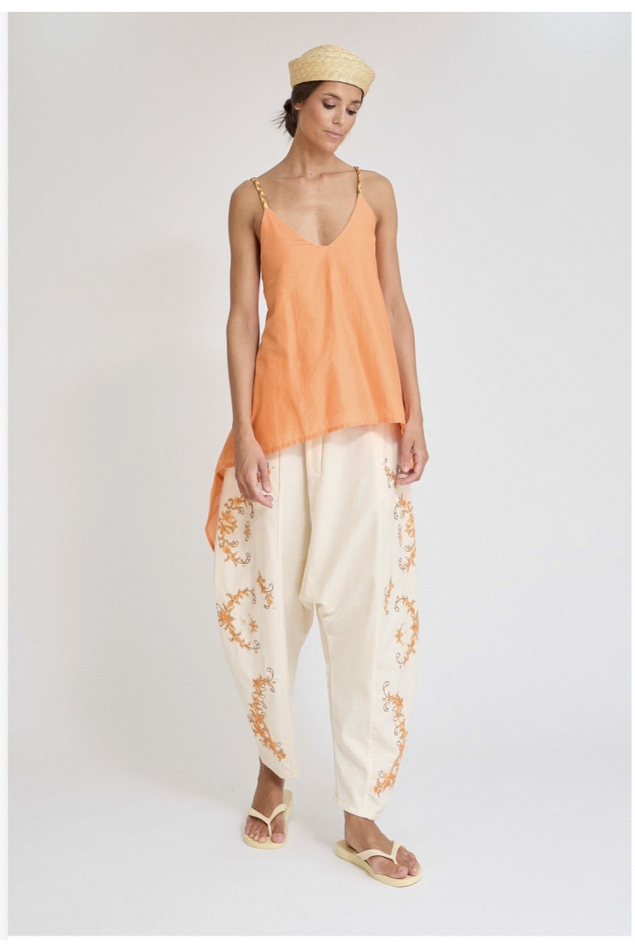 Top Bidasoa Naranja Zaitegui – Top Seda y Algodón con Tirantes Trenzados SS26