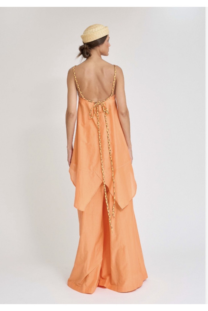 Pantalón Bayas Naranja Zaitegui – Pantalón Palazzo Seda y Algodón SS26