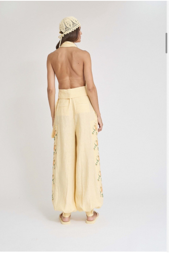 Pantalón Garbea Vainilla Zaitegui – Pantalón Balón de Lino Bordado SS26