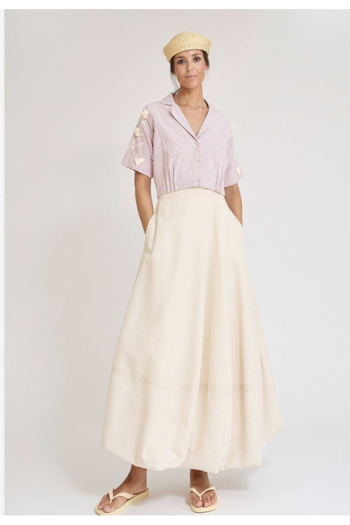 Camisa Kapildui Zaitegui SS26 | Camisa Rayas Bordada Mujer