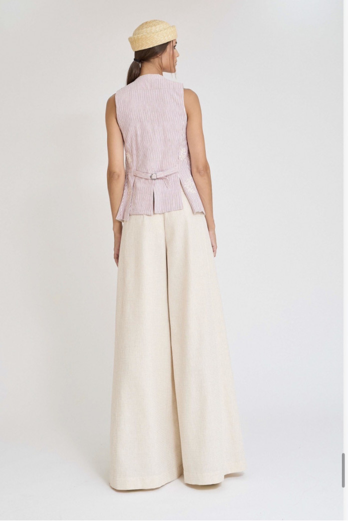 Oiz Vest Zaitegui SS26 | Chaleco Bordado Mujer Rayas