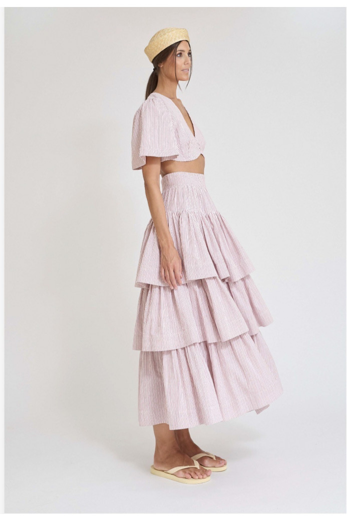 Falda Amboto Zaitegui SS26 | Falda Volantes Rayas Mujer